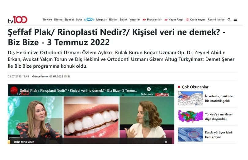 Dr. Ozlem Aylikci Bilgilendiriyor dis teli uzmani ortodonti uzmani TV100
